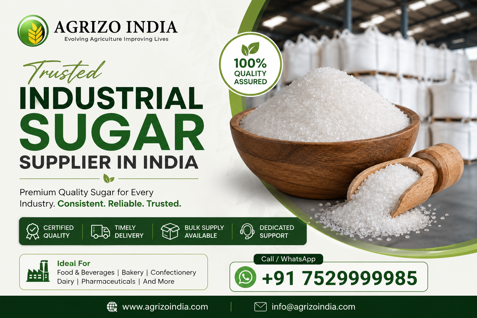 Read more about the article Certified Industrial Sugar Supplier in India | Agrizo India